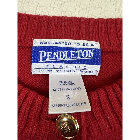 Vintage Pendleton Cardigan 100% Virgin Wool Sweater Preppy | Red | Women's Small - Picture 4 of 14